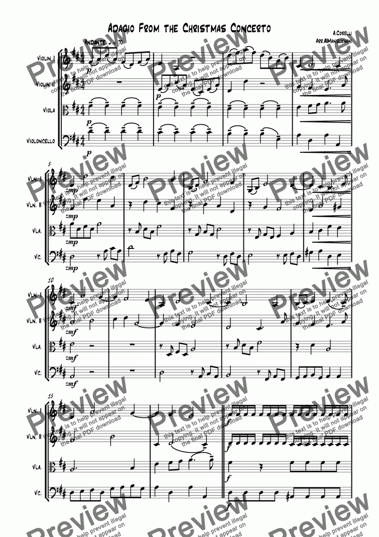 page one of Adagio from Concerto grosso op.6 no.8 "Christmas"