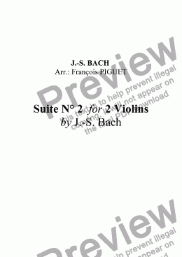 page one of Suite N°2  for Violins duet by J.-S. BACH