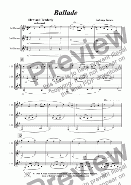 page one of Ballade  ( 3 Bb Clarinets)