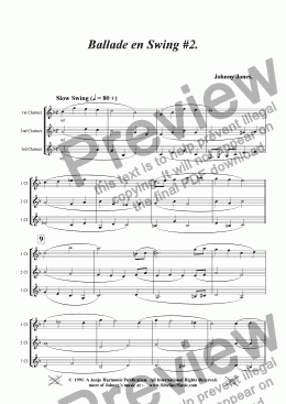page one of Ballade en Swing Nos 2.  (3 Bb Clarinets) 