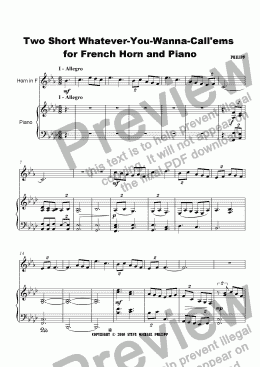 page one of Two Short Whatever-You-Wanna-Call'ems for French Horn and Piano