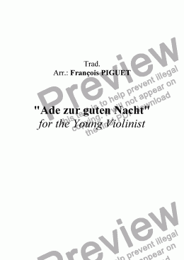 page one of Ade zur guten Nacht for young violinists