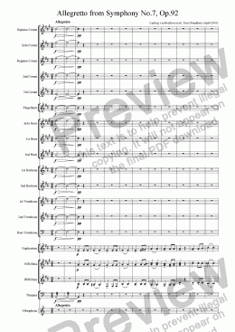 page one of BRASS BAND - Allegretto from Symphony No.7, Op.92