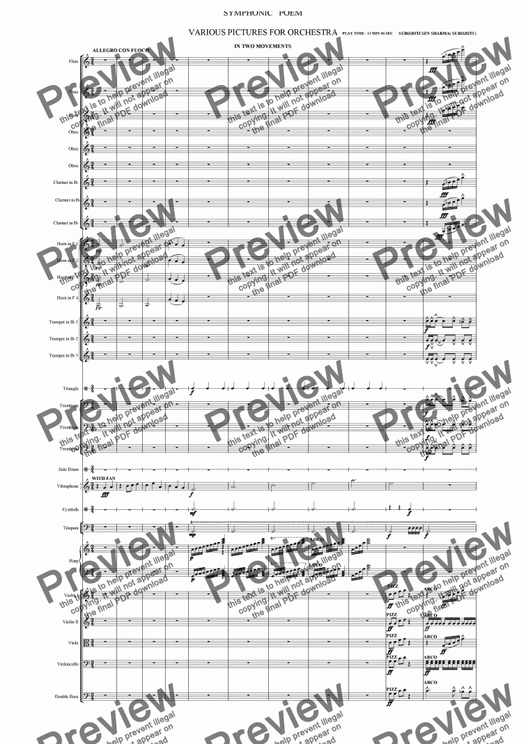 page one of SYMPHONIC POEM - VARIOUS PICTURES - IN TWO MOVEMWNTS