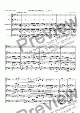 page one of Brahms - Intermezzo, Opus 117, No.3
