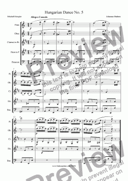 page one of Brahms - Hungarian Dance No. 5