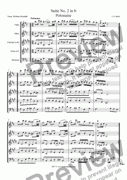 page one of Bach - Suite No. 2 in b, Polonaise and Menuet