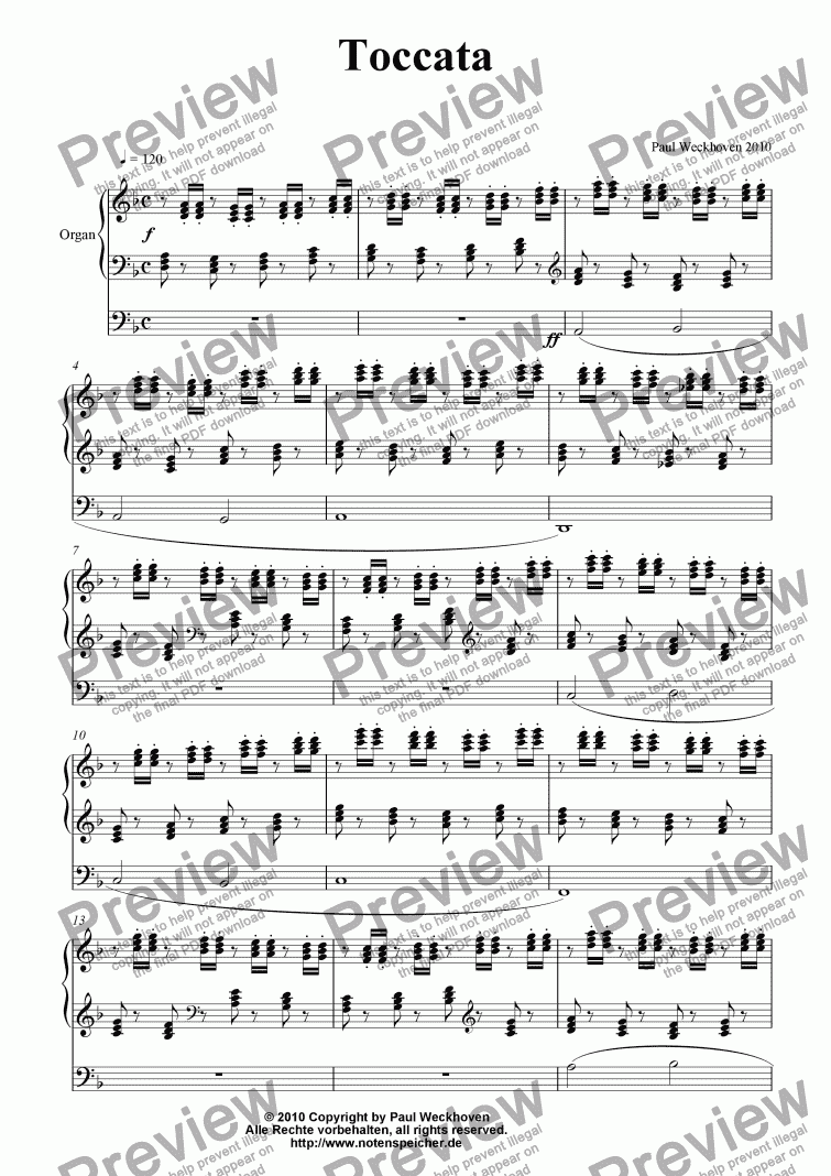 page one of Toccata in d (Paul Weckhoven)