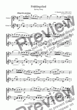 page one of Frühlingslied / Spring Song for guitar duet