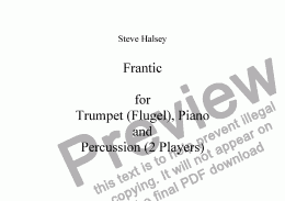 page one of Frantic for Trumpet(Flugel),Piano and Percussion