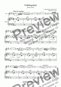 page one of Frühlingslied / Spring Song for violin and easy piano