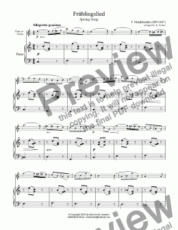 page one of Frühlingslied / Spring Song for flute or violin and easy piano