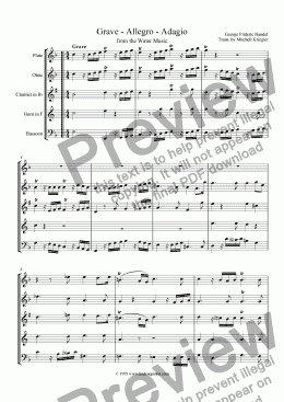 page one of Handel - Water Music Grave, Allegro, Adagio