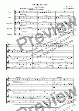 page one of Capriol Suite: 5.Pieds-en-L’air (wind quintet)