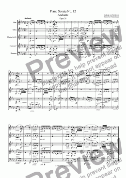 page one of Beethoven - Piano Sonata No. 12 Andante and Scherzo