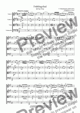 page one of Frühlingslied / Spring Song for string quartet