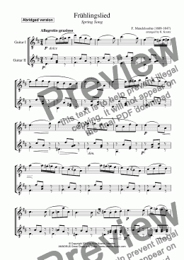 page one of Frühlingslied / Spring Song for guitar duet (abridged)