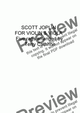 page one of Scott Joplin for Violin & Viola