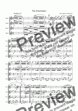 page one of Flute Quartet: The Entertainer Rag by Scott Joplin