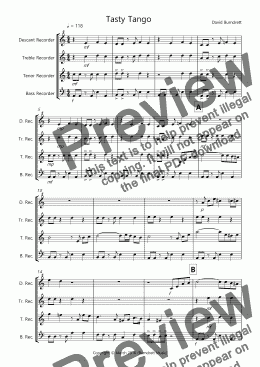 page one of Tasty Tango for Recorder Quartet
