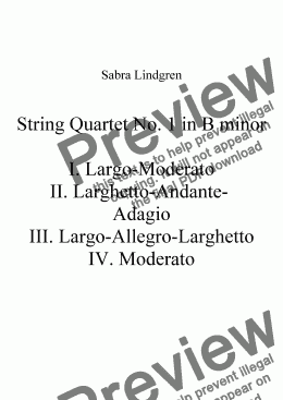page one of String Quartet No. 1 in B minor, II. Larghetto-Andante, Adagio-Andante