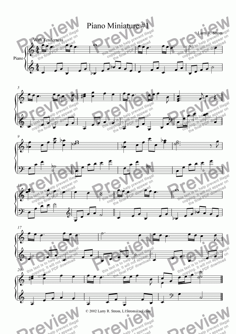 page one of Piano Miniature #1