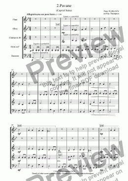 page one of Capriol Suite: 2.Pavane (Wind Quintet)