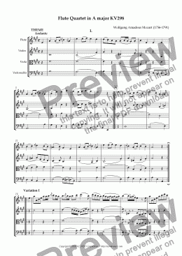 page one of Flute Quartet in A major KV298