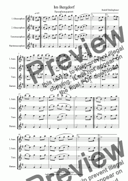 page one of Im Bergdorf Saxophonquartett