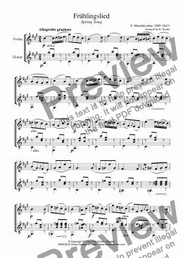 page one of Frühlingslied / Spring Song for violin and guitar