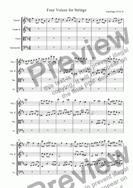 page one of Four Voices for String Quartet