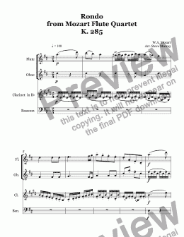 page one of Rondo  from Mozart Flute Quartet K. 285