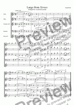 page one of Xerxes for Woodwind Quintet