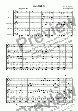 page one of Capriol suite: 6.Mattachins (Wind Quintet)