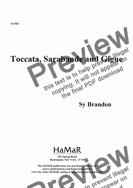 page one of Toccata, Sarabande and Gigue
