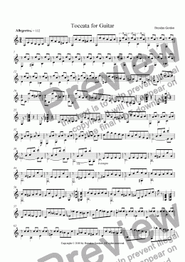 page one of Toccata for Guitar (live mp3!)