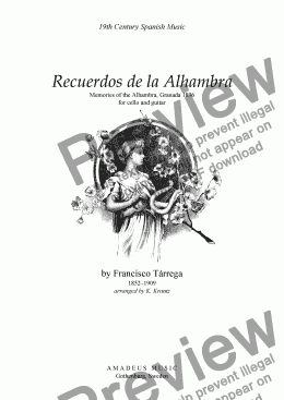 page one of Recuerdos de la Alhambra for cello and guitar