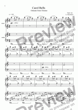 page one of Ukrainian Carol Bells (Piano Duet) 