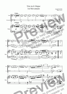 page one of Piano Trio in G major (Hob.XV/25) - 1st Movement