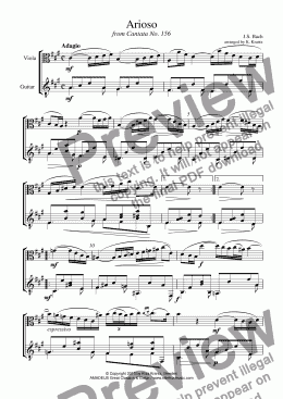 page one of Arioso from Cantata 156 for easy viola and guitar
