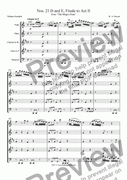 page one of Mozart - Magic Flute No. 21 D and E