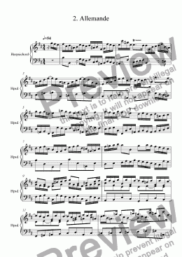 page one of Harpsichord Partita in B minor 2 Allemande R. 114