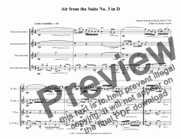 page one of Air from the Suite No. 3 in D for Recorder Quartet