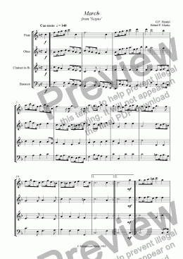 page one of March No.2 from ’Scipio’ - Wind Quartet