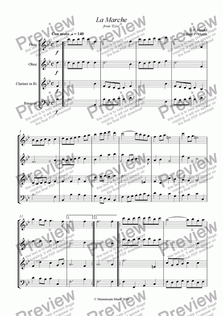 page one of La Marche from ’Ezio’ - Wind Quartet