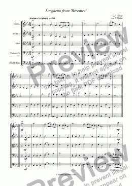 page one of Larghetto from ’Berenice’ - String Orchestra/Quartet
