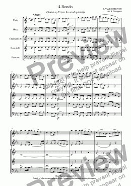 page one of Beethoven: Sextet in Eb Op.71: 4 Rondo (arranged wind quintet)