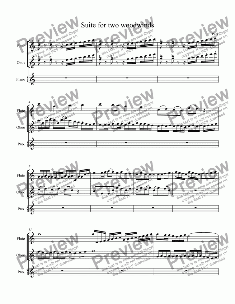 page one of Suite for two woodwinds