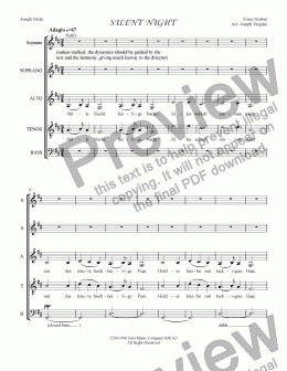 page one of Silent Night for Mixed Voices arr. by Joseph Virgilio 