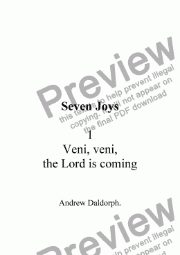 page one of Seven Joys Carol Collection - 01 - Veni, veni